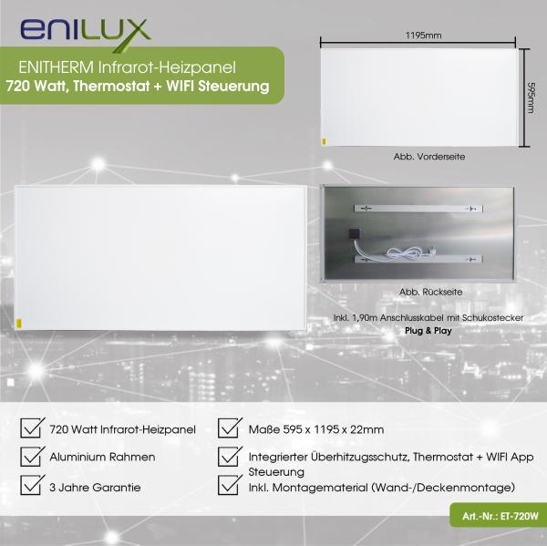 Enilux Infrarot-Heizpanel 720W mit WIFI